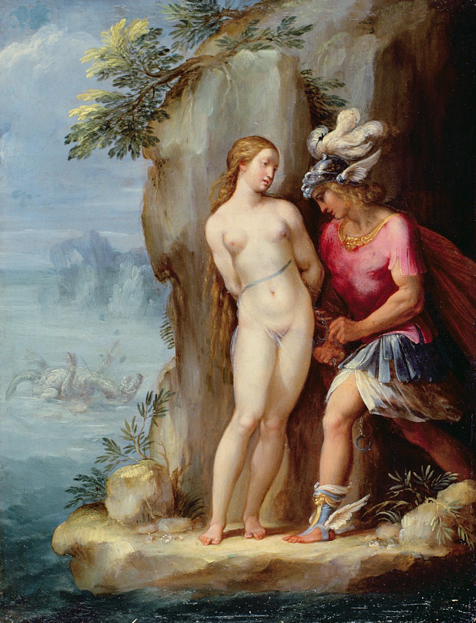 Perseus redder Andromeda (olje på kobber) av Giuseppe Cesari