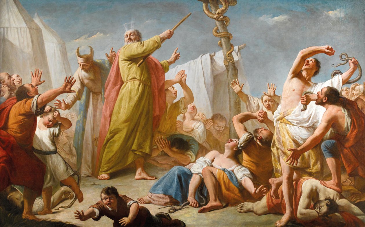 Moses and the Brazen Serpent, ca 1770. av Giuseppe Angeli