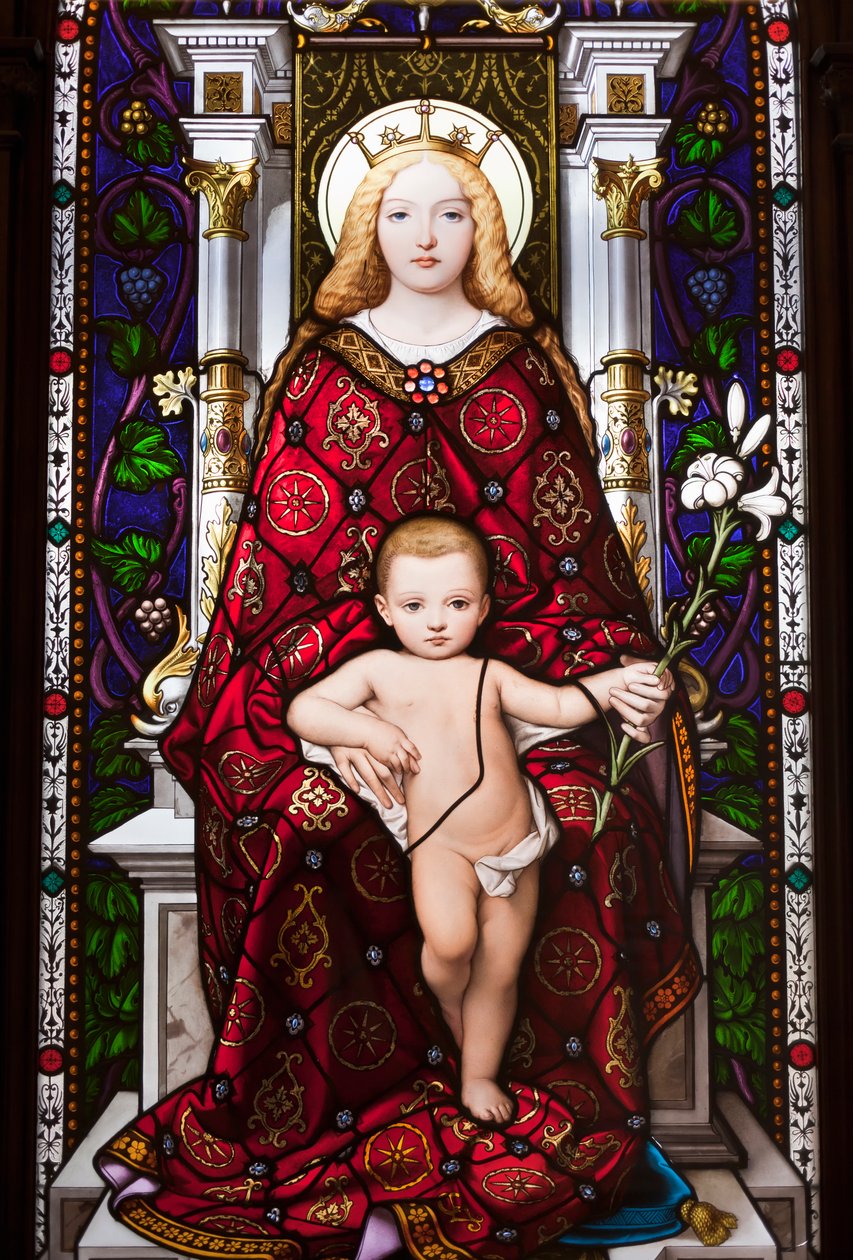 Madonna Enthroned (farget glass) av Giuseppe Bertini