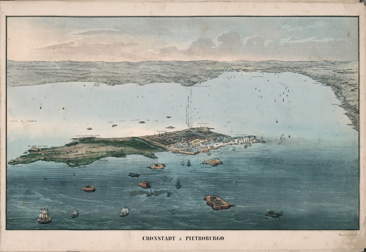 Panoramautsikt over Kronstadt, 1853. av Giuseppe Civelli