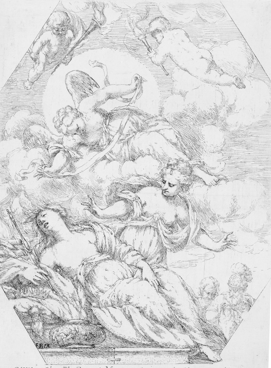 Dido på gravbålet, 1650-1700. av Giuseppe Diamantini