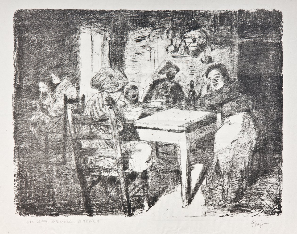 Ved bordet, ca. 1907 (litho) av Giuseppe Graziosi