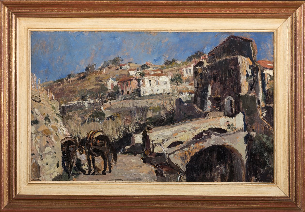 Landskap (olje på panel) av Giuseppe Graziosi