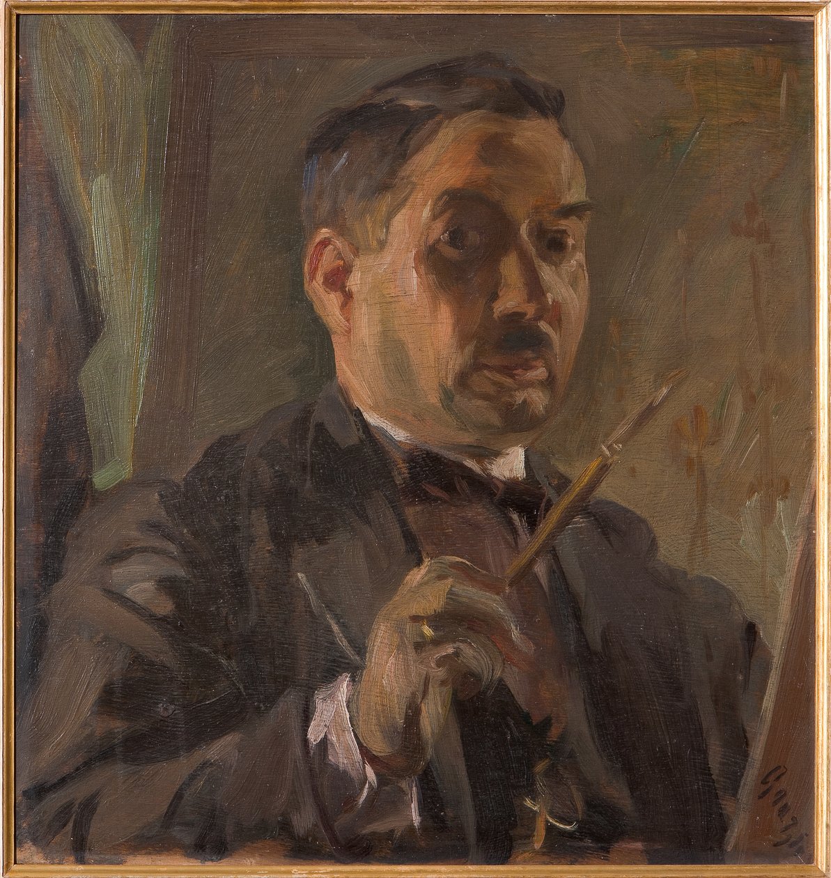 Selvportrett (olje på kryssfiner) av Giuseppe Graziosi