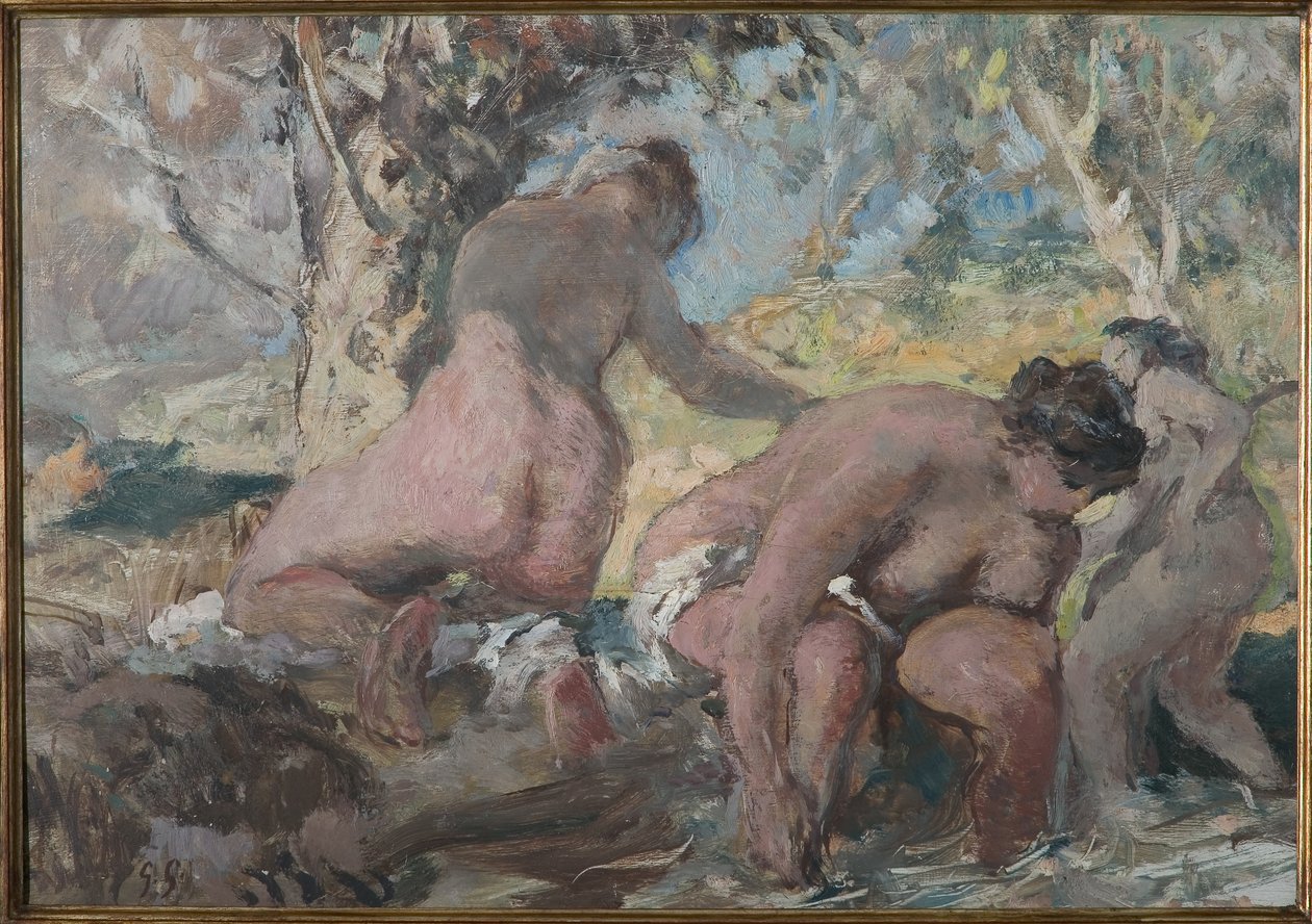 The Bathers (olje på kryssfiner) av Giuseppe Graziosi