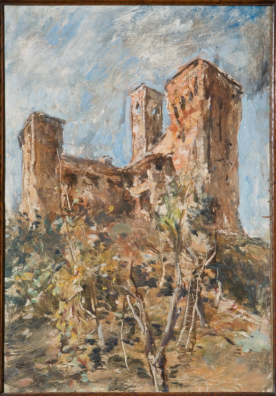 The Castle of Maranello (olje på kryssfiner) av Giuseppe Graziosi