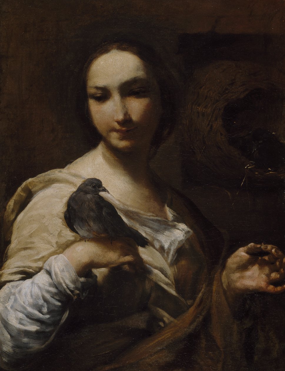 Pike som holder en due, 1721-27 av Giuseppe Maria Crespi