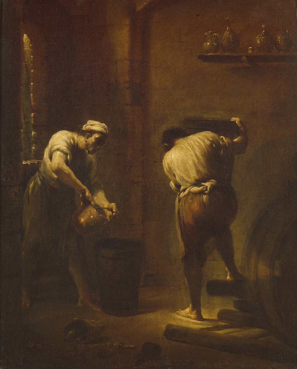 Scene i kjelleren, ca 1710-1715. av Giuseppe Maria Crespi