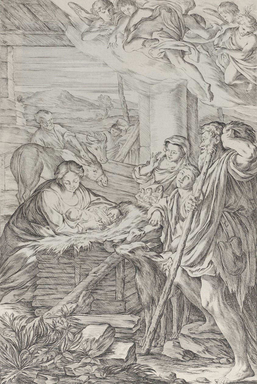 Tilbedelse av hyrdene, 1654-1718. av Giuseppe Maria Mitelli
