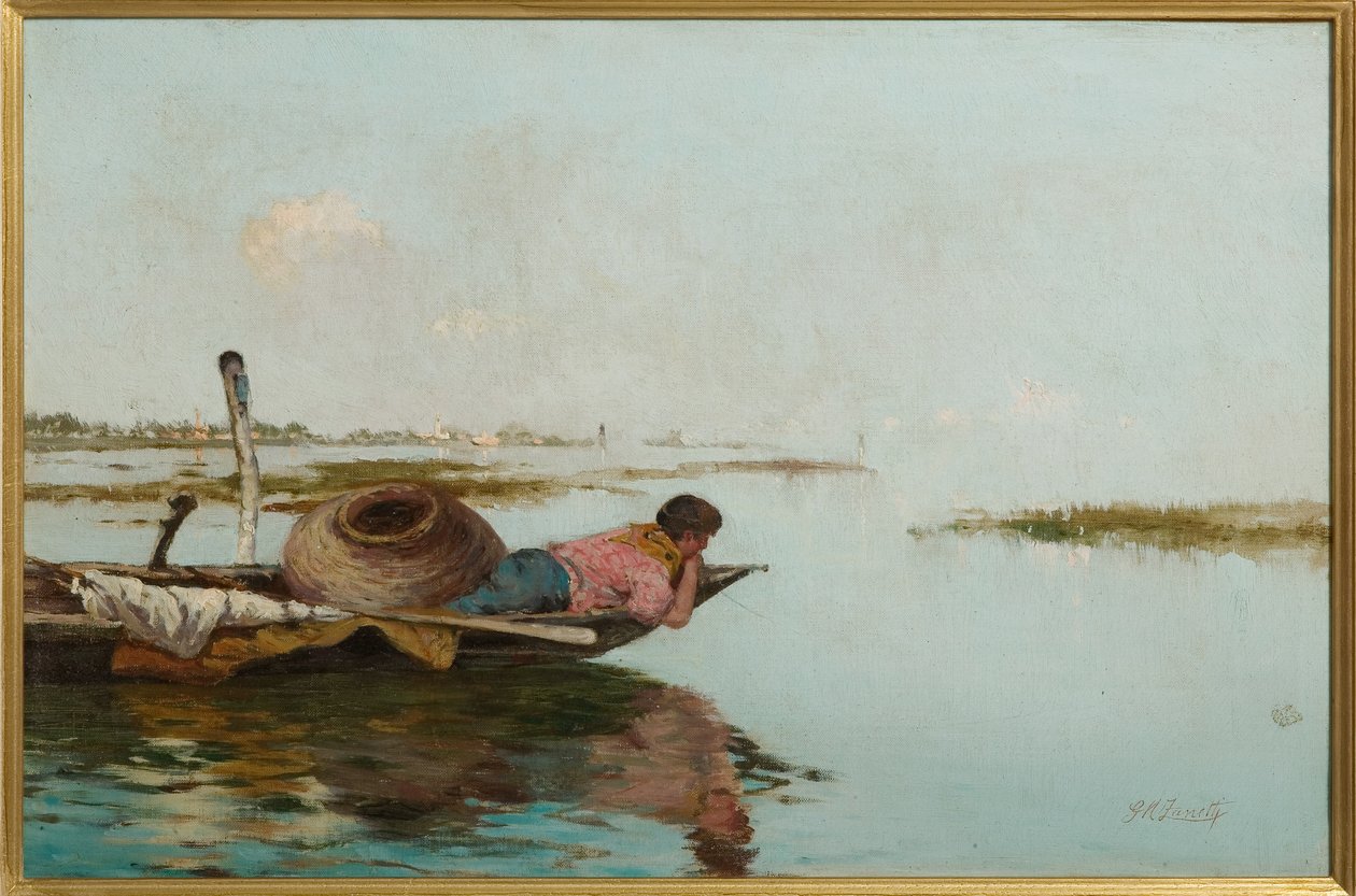 Ro, venetiansk lagune (olje på lerret) av Giuseppe Miti Zanetti