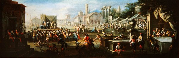 A Village Fair (olje på lerret) av Giuseppe Moriani