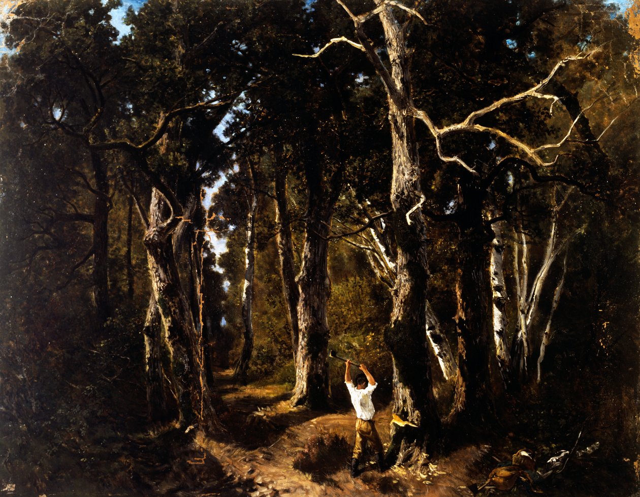 Vedhoggeren i Fontainebleau (olje på lerret) av Giuseppe Palizzi
