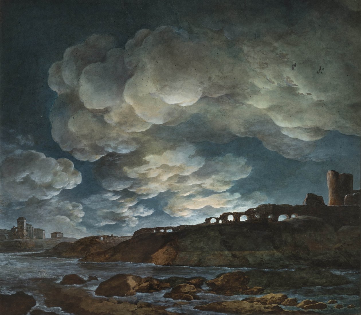 Fullmåne over havet, 1800-1810. av Giuseppe Pietro Bagetti