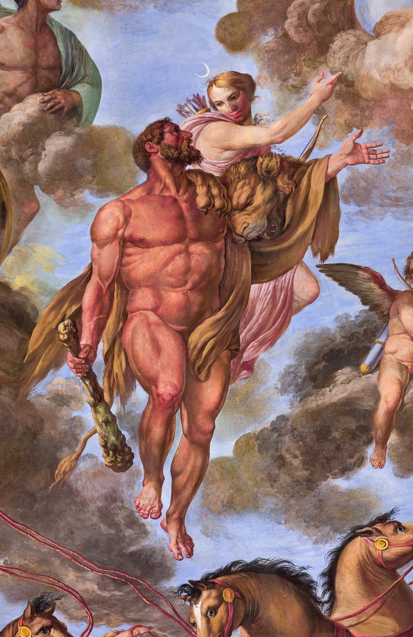 Detalj som representerer Artemis, Apotheosis of Hercules av Giuseppe Velasco