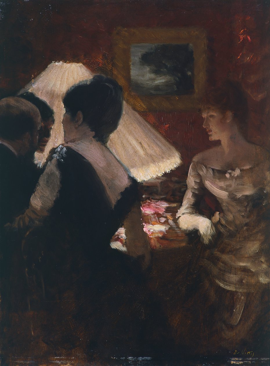 Rundt lampeskjermen av Giuseppe or Joseph de Nittis