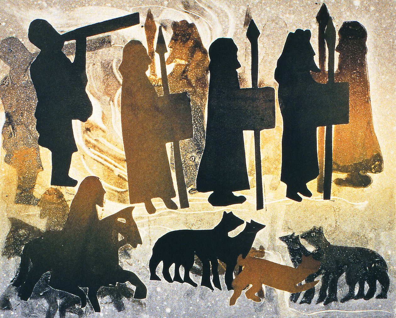 Pictish Journey, 2000 (monoprint) av Gloria Wallington