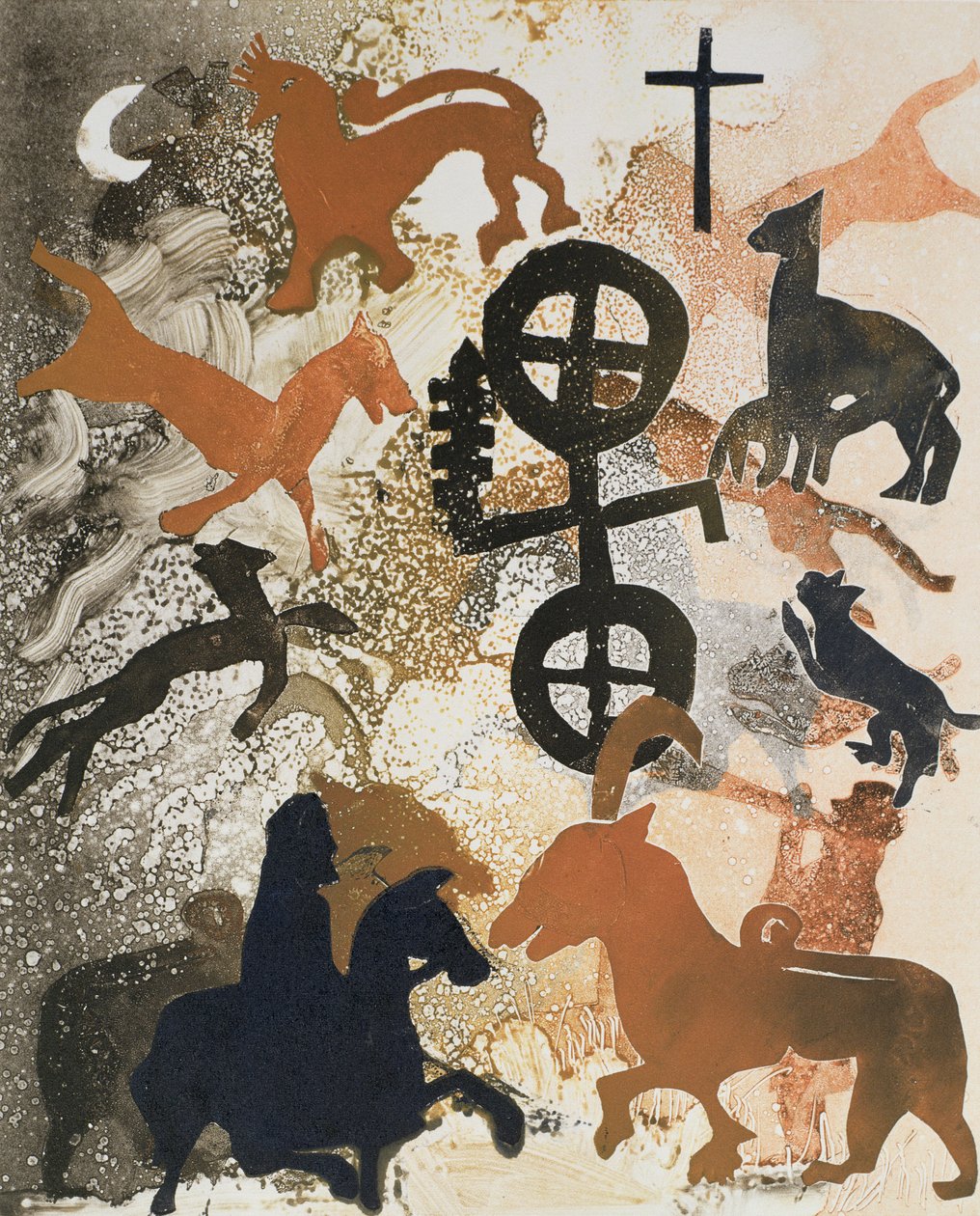 Pictish Symbols of Stone, 1995 (monotype) av Gloria Wallington