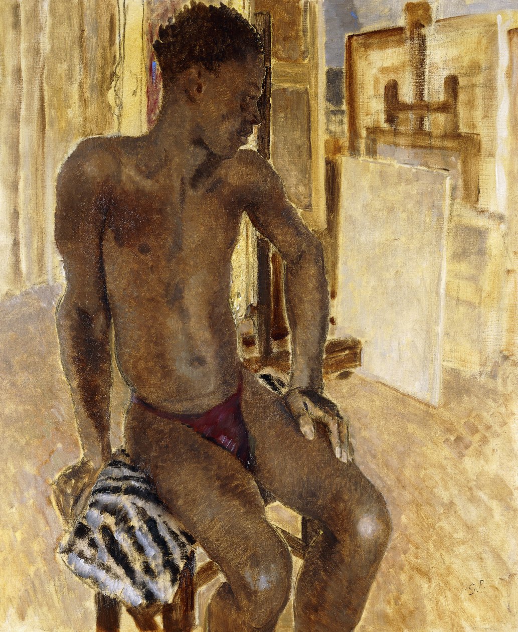 Svart modell i studio av Glyn Warren Philpot