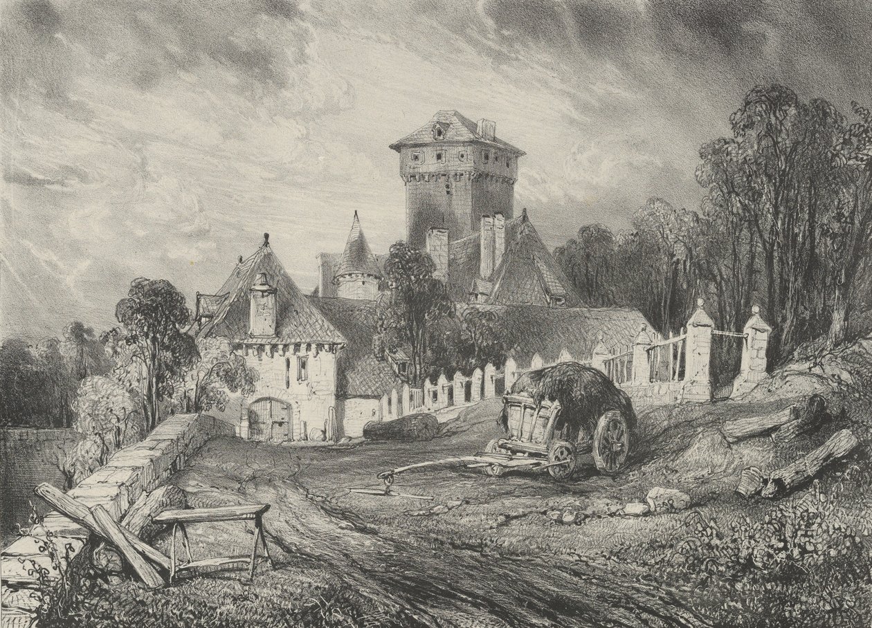 Castle of Pesteil i Polminhac, 1832. av Godefroy Engelmann