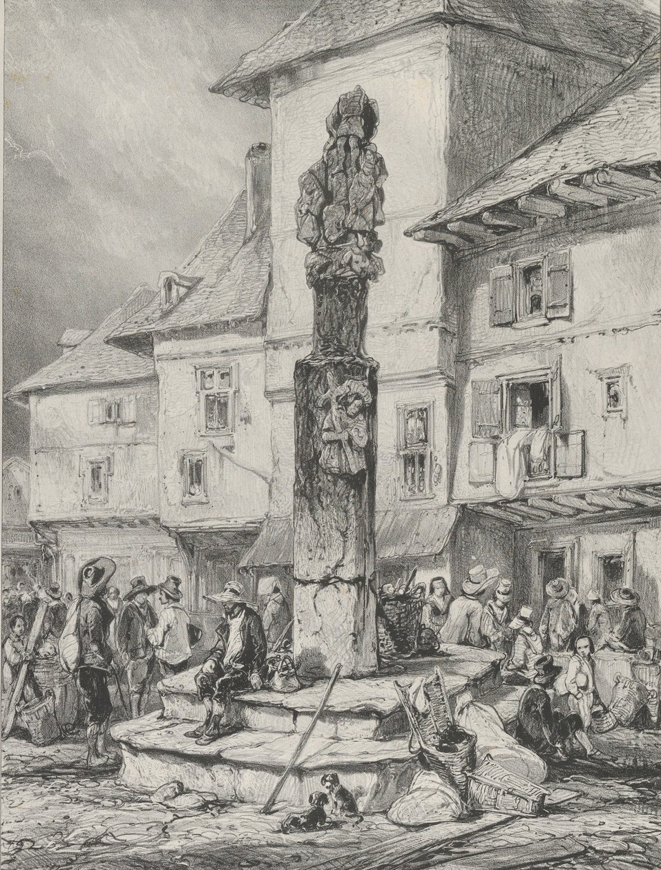 Chaudesaigues Cross, 1831. av Godefroy Engelmann