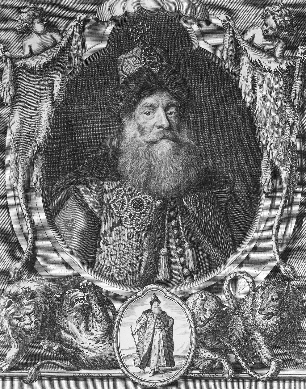 Peter John Potemkin, gravert av R. White av Godfrey Kneller