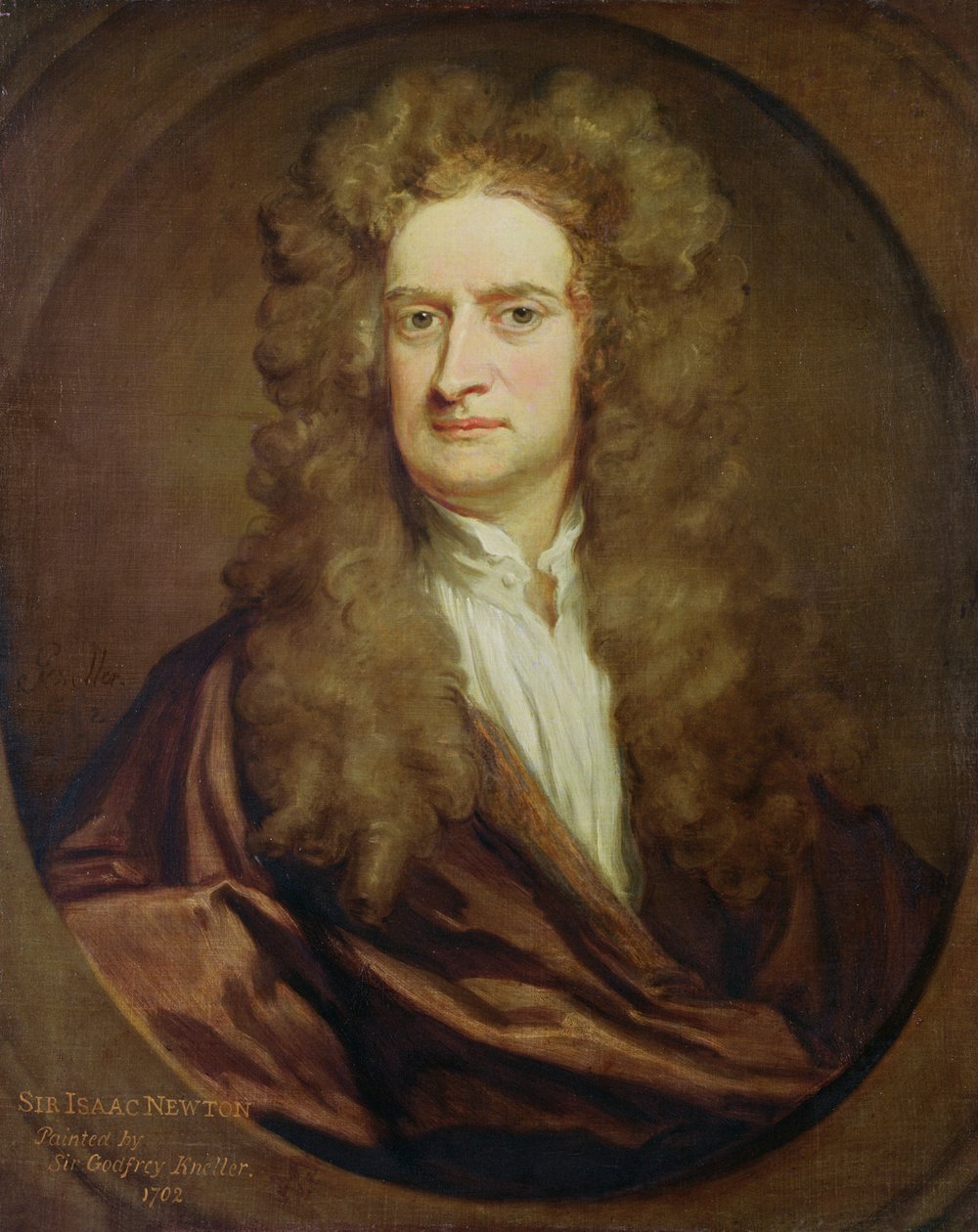 Portrett av Isaac Newton (1642-1727) 1702 av Godfrey Kneller