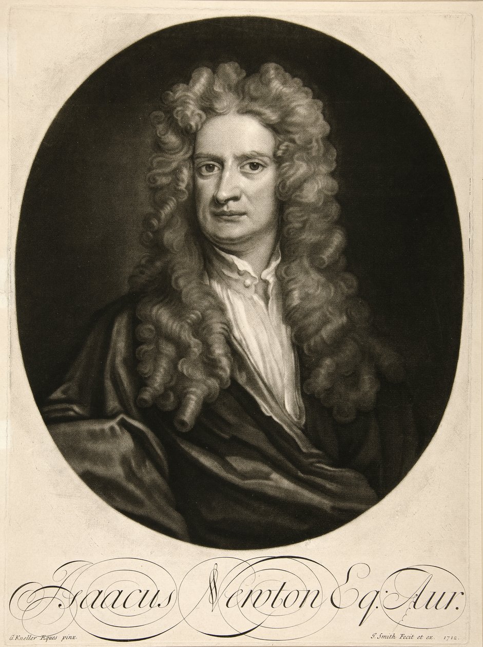 Isaac Newton, Esq., pub. 1712 (gravering) av Godfrey (after) Kneller