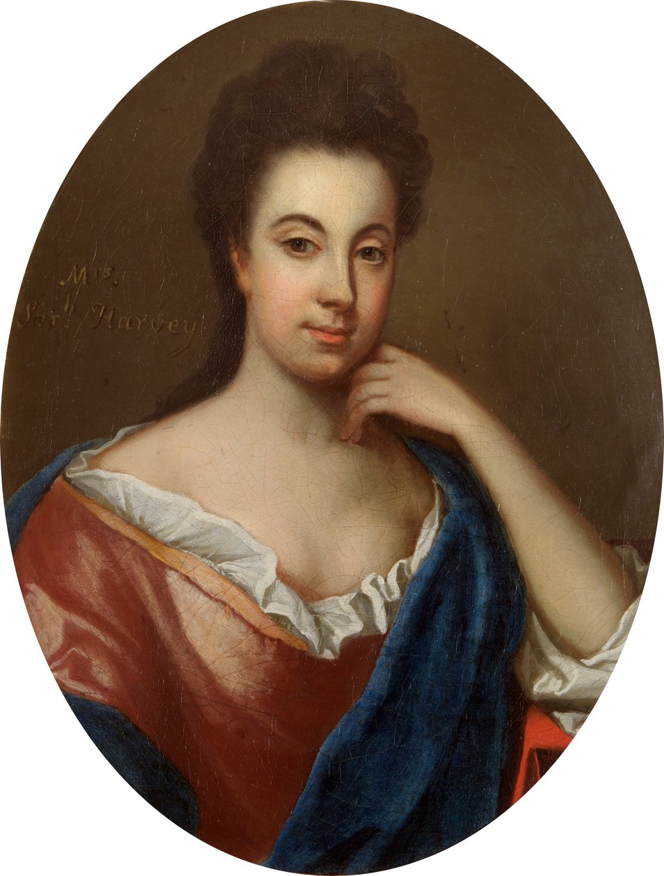 Fru Sarah Harvey av Godfrey (after) Kneller
