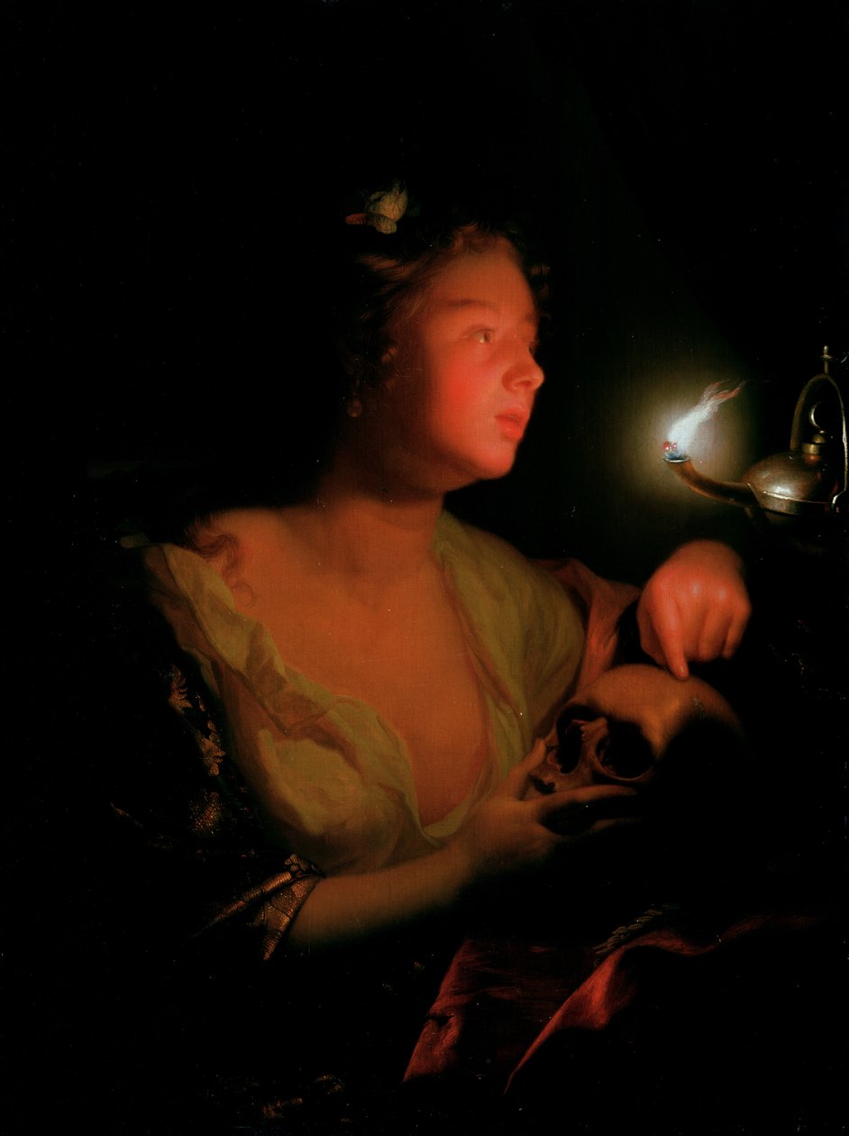 Mary Magdalene Grieving (olje på eikepanel) av Godfried Schalcken