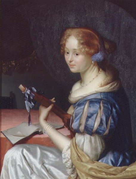 Lutespilleren (panel) av Godfried Schalcken