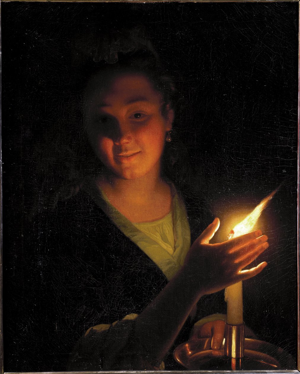 Woman With A Light (olje på lerret av Godfried Schalcken