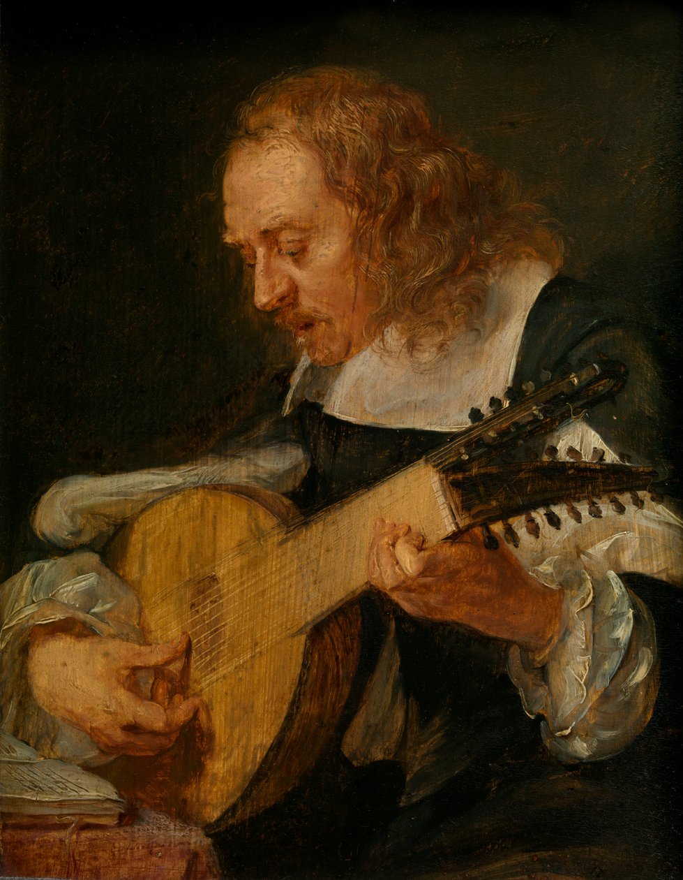 Hørsel (olje på panel) av Gonzales Coques