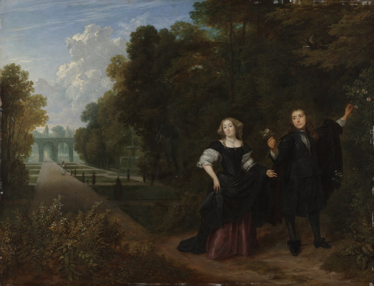 The Promenade (olje på kobber) av Gonzales Coques