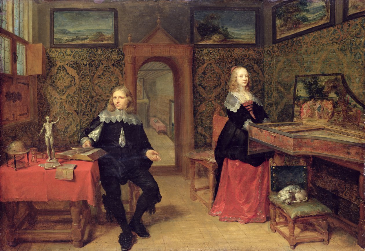 Den unge lærde og hans kone, 1640 av Gonzales Coques