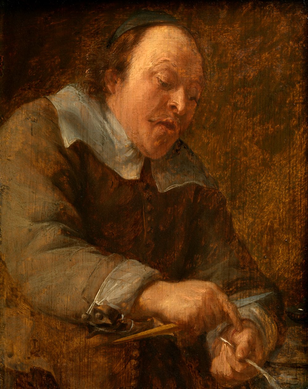 Touch (olje på panel) av Gonzales Coques