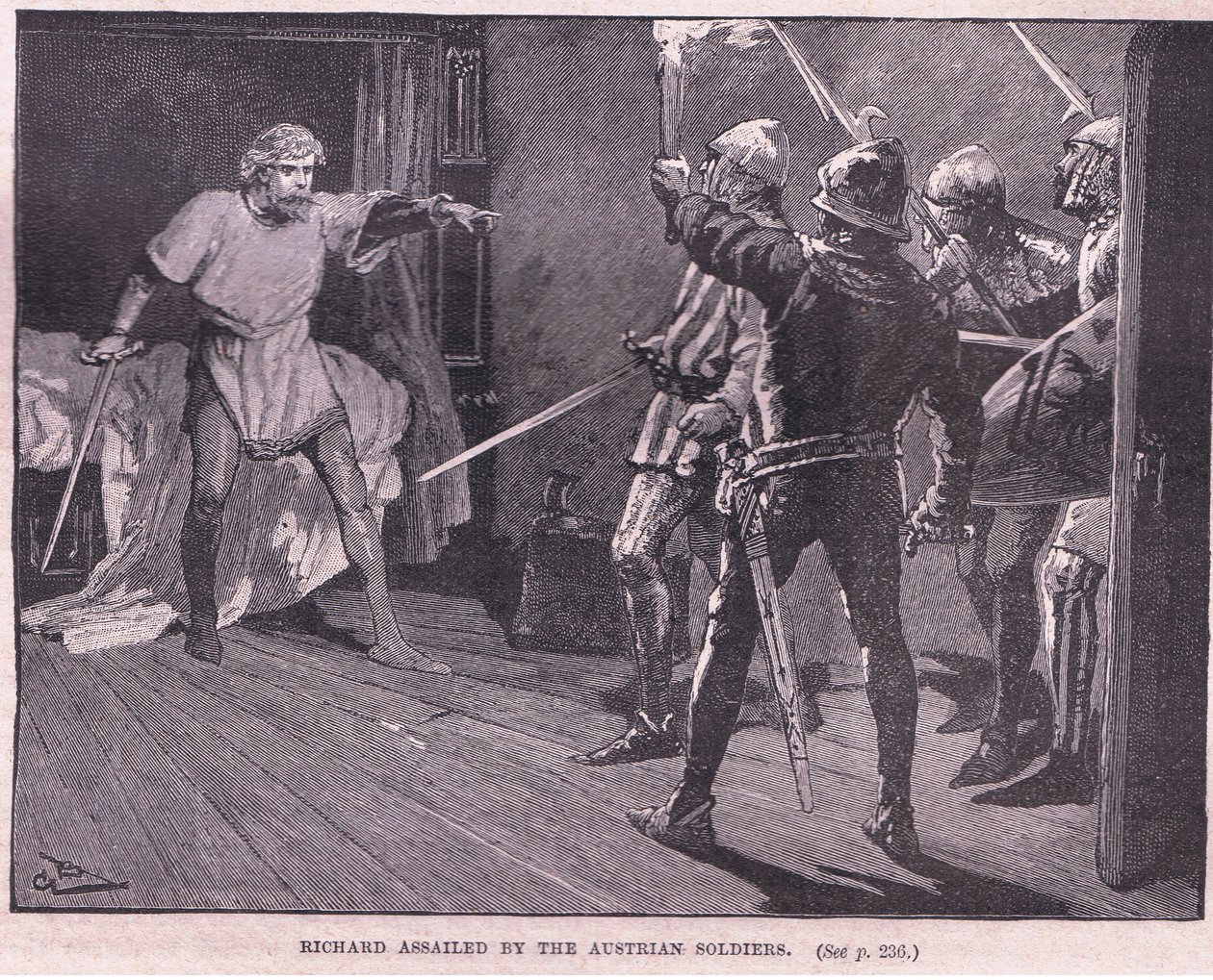 Richard ble angrepet av de østerrikske soldatene 1192 e.Kr av Gordon Frederick Browne