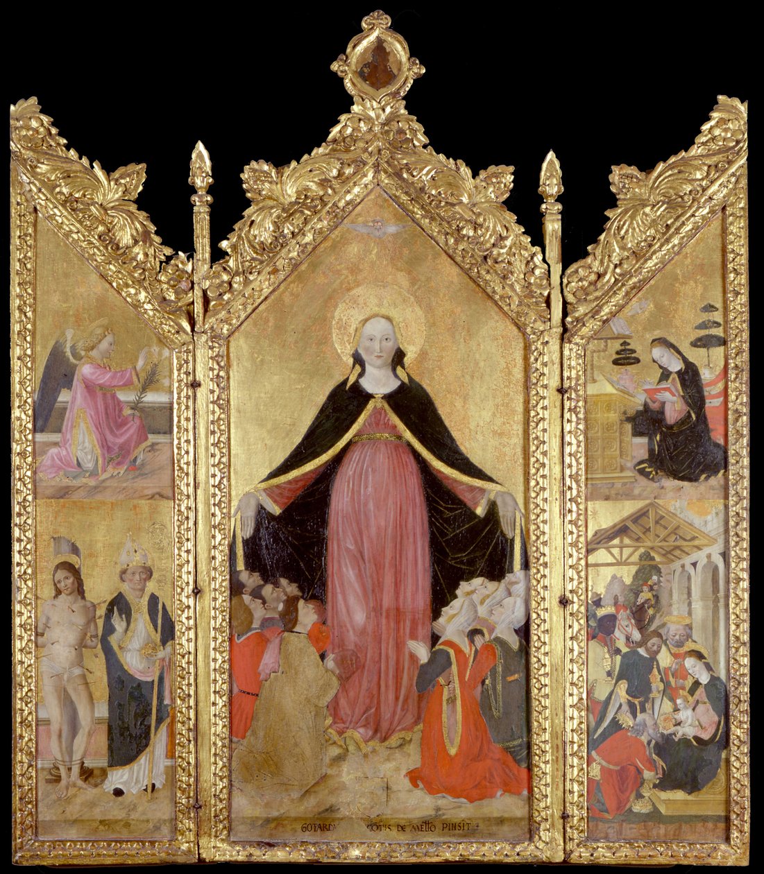 Triptych av Madonna of Mercy av Gottardo Scotti
