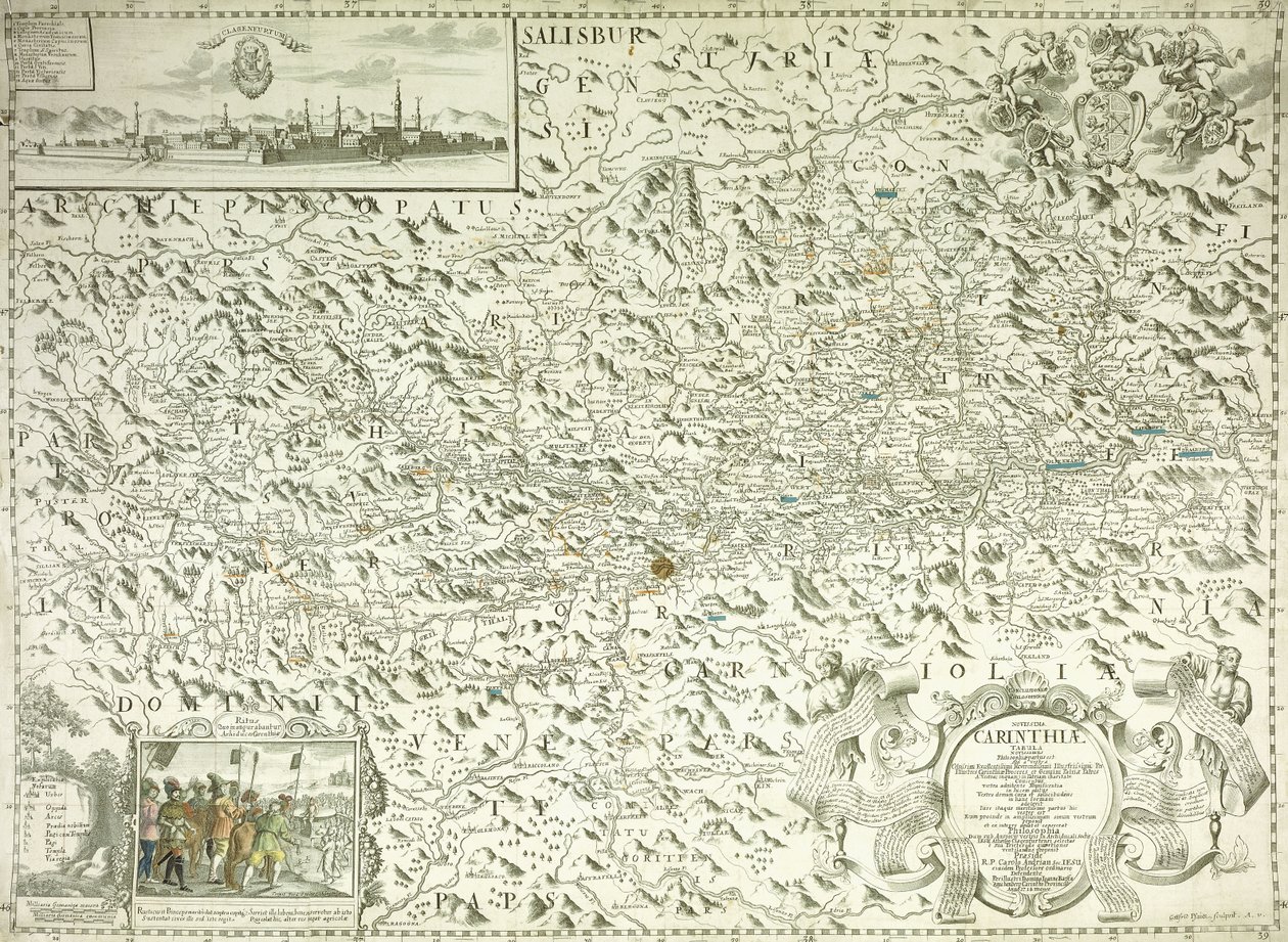 Et kart over Østerrike og Tsjekkoslovakia, 1718 av Gottfried Pfantz