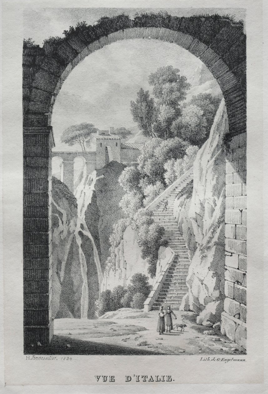 Utsikt over Italia, 1820. av Gottfried or Godefroy Engelmann