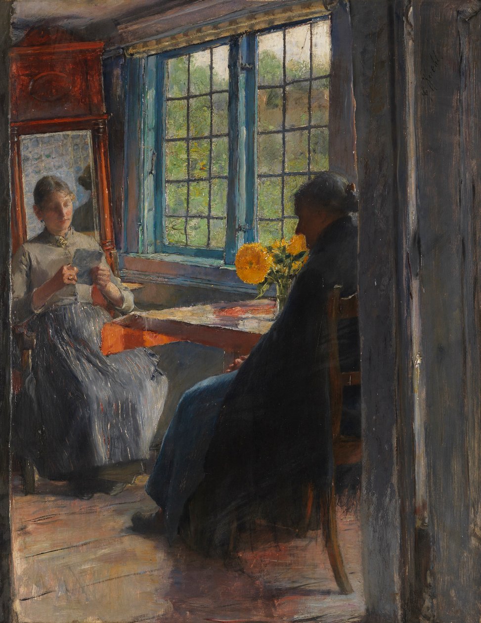 Kvinner ved hagevinduet, ca. 1890. av Gotthardt Kuehl