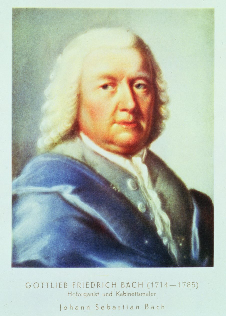 Portrett av Johann Sebastian Bach (1685-1750) av Gottlieb Friedrich Bach