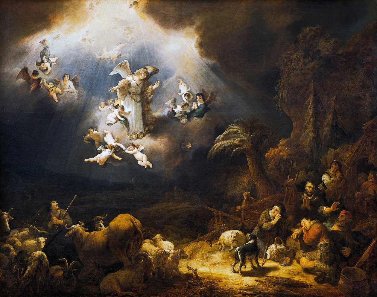 Engler som kunngjør Kristi fødsel til hyrder av Govaert Flinck