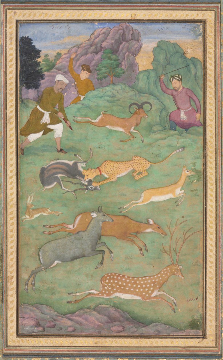 Antilope- og rådyrjakt, ca. 1602-1604. av Govardhan