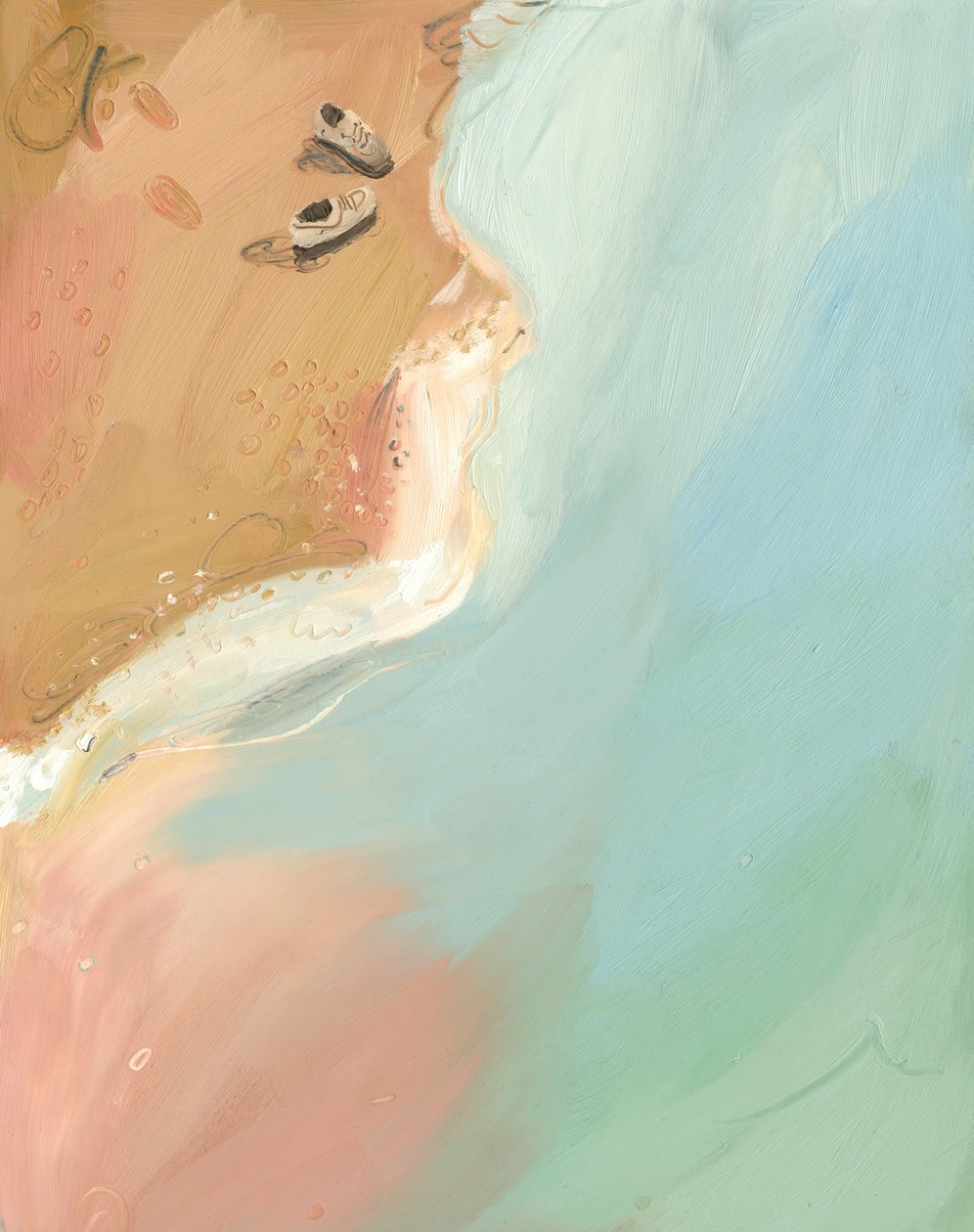 Beach, 2013 (olje på papir) av Grace Helmer