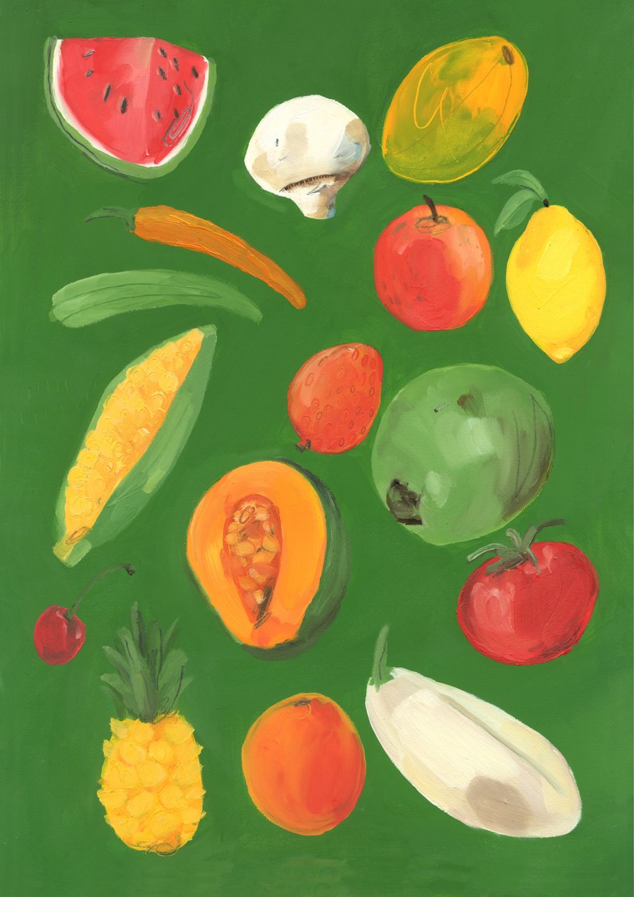 Frukt, 2013 (olje på papir) av Grace Helmer