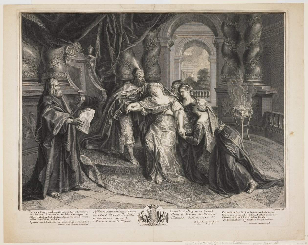 Ester før Ahasverus, ca. 1705 av Gérard Audran