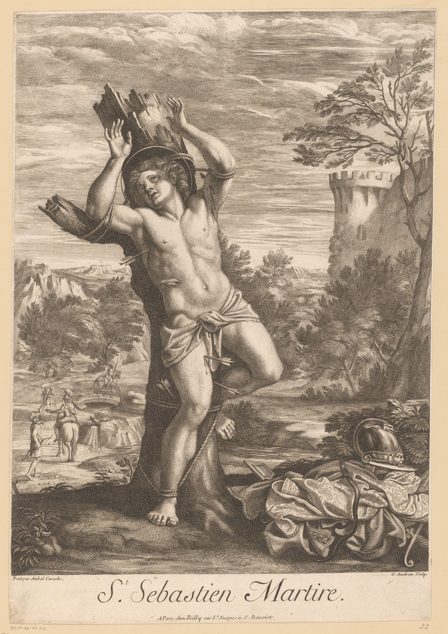 H. Sebastiaan St. Sebastien Martire (tittel på objekt) av Gérard Audran