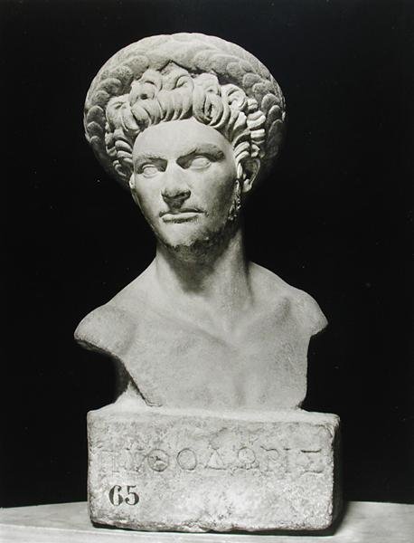 Byste av Pythodorus (stein) (s/hvitt bilde) av Greco Roman