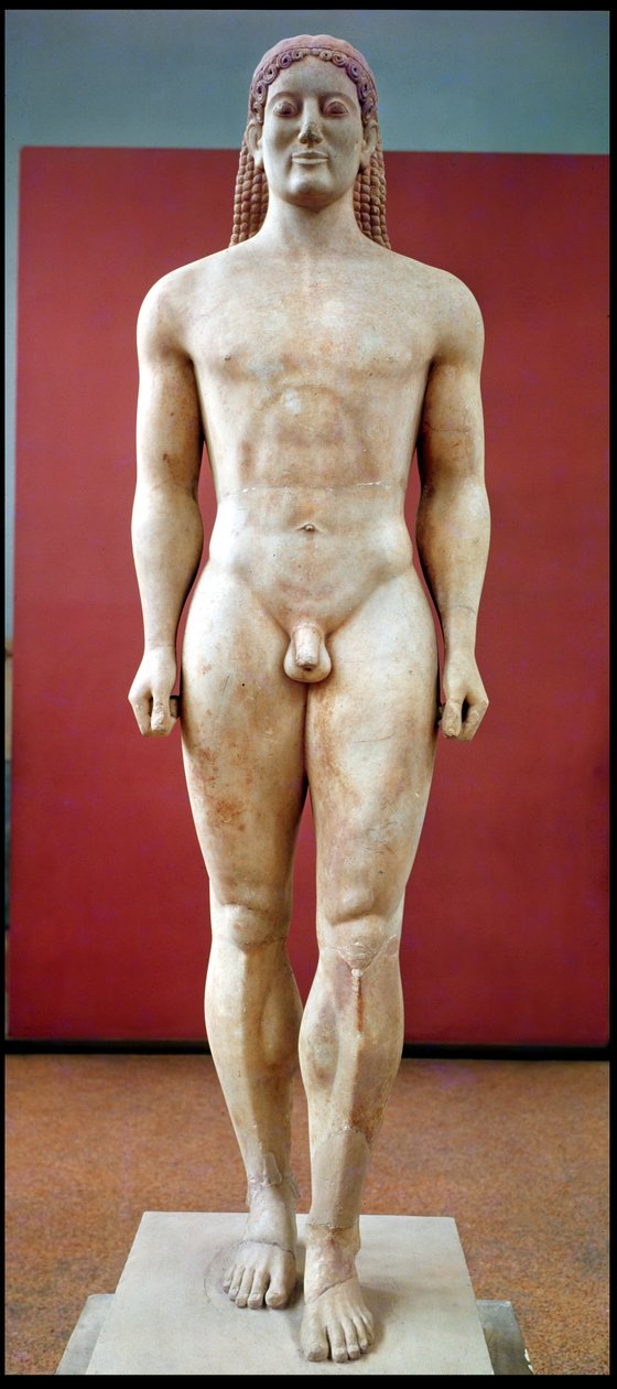 Anavysos Kouros, begravelsesstatue av Kroisos ca. 530-520 f.Kr. (marmor) av Greek