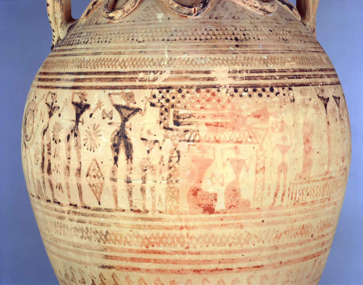 Attic Late Geometric IIb amfora, detalj, ca. 720-700 f.Kr. (keramikk) av Greek